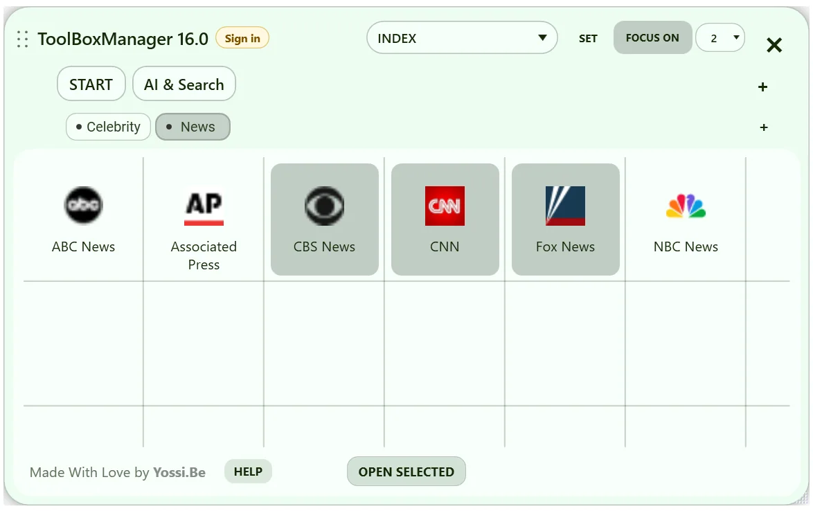 ToolBoxManager V16 screen related to Select, move, copy, and remove Items